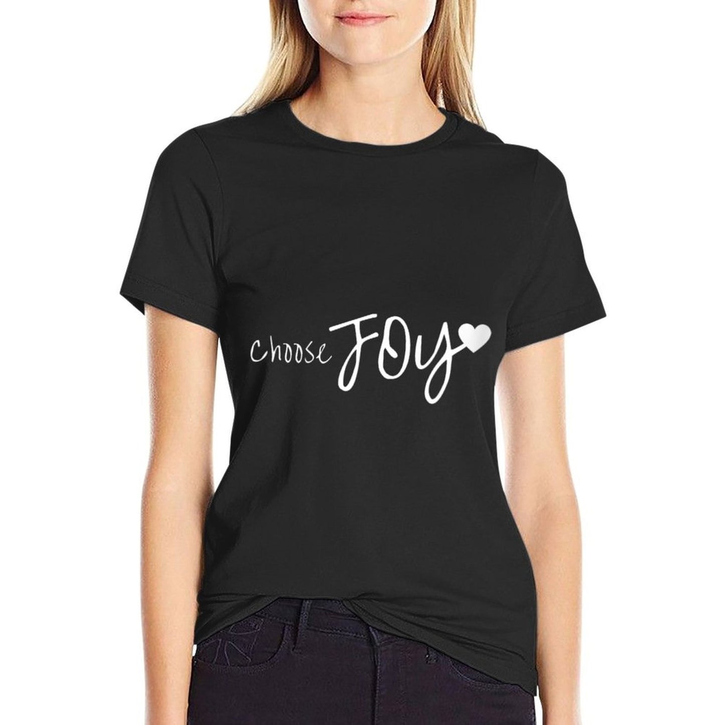 Womens Choose Joy Heart Inspirational Motivational  Wrinkle-resistant T-Shirt