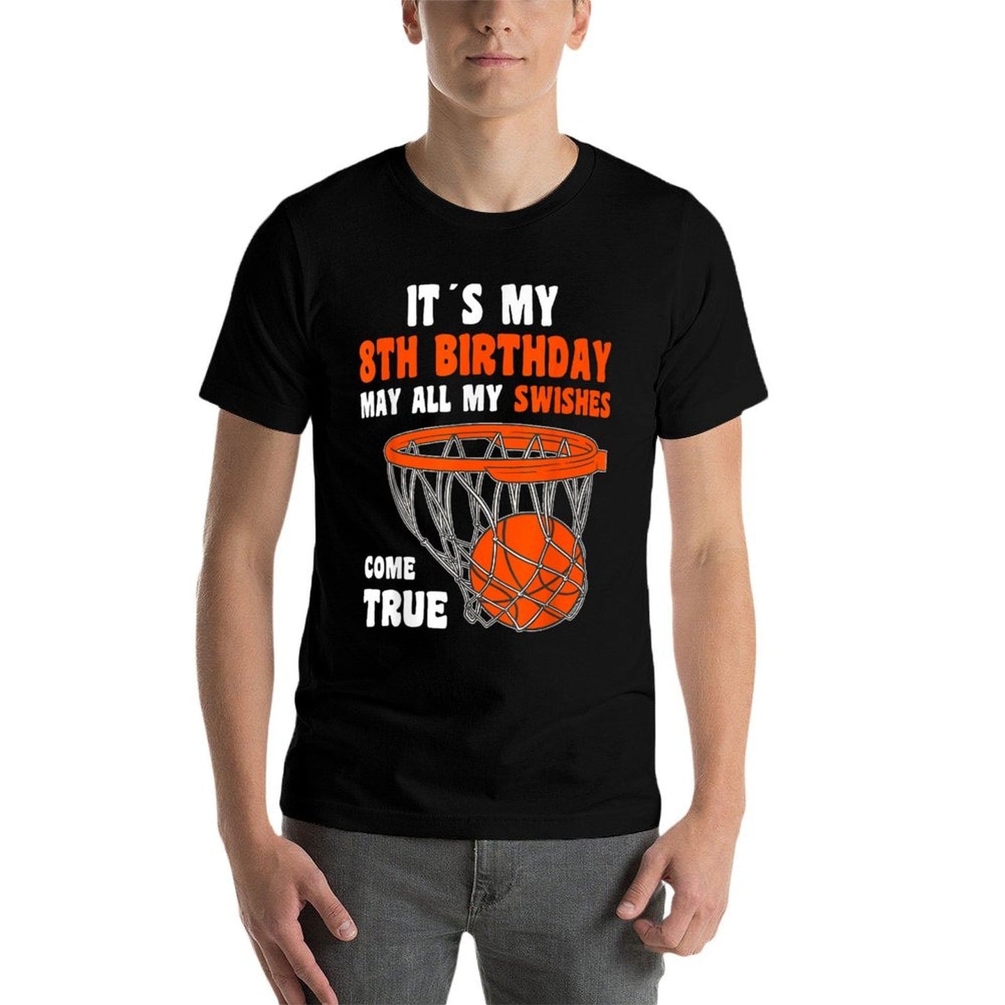 8 Year Old Happy 8th Birthday Basketball 8th Birthday  Affordable Price T-Shirt