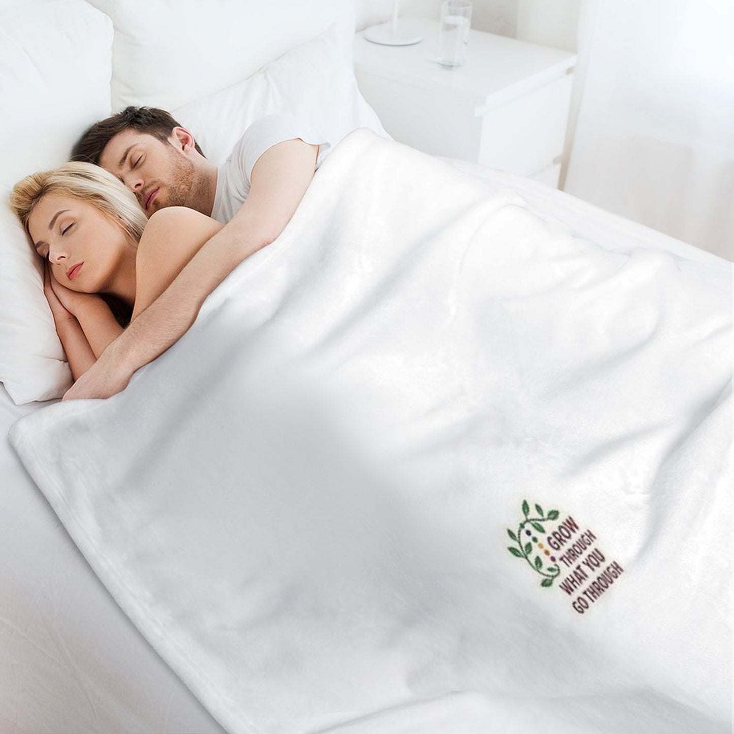 Grow Through What You Go Through - Resilience Quote Sticker Plush Throw Blanket