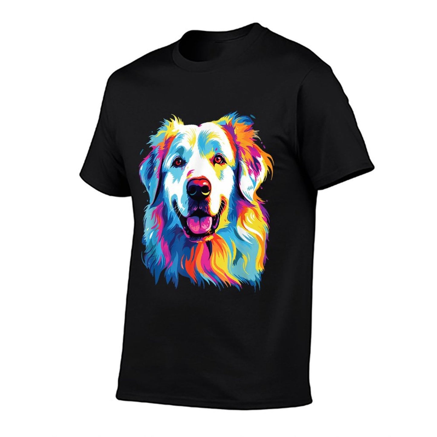 Watercolor Colorful Pyrenean Mountain Dog Great Pyrenees Comfortable T-Shirt