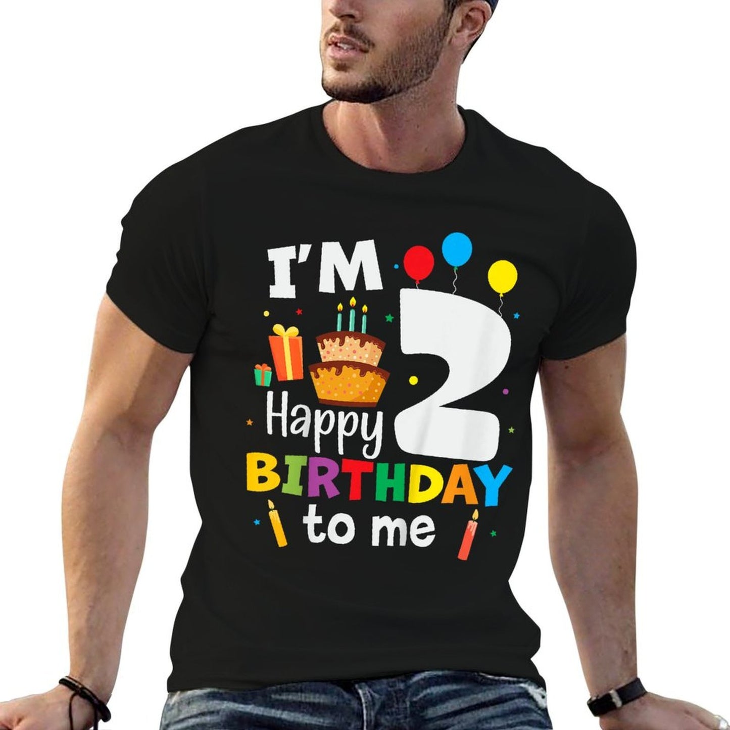 2nd Birthday Three 2yr Happy Birthday Girl & Boy 2 Years Old  Cotton T-Shirt