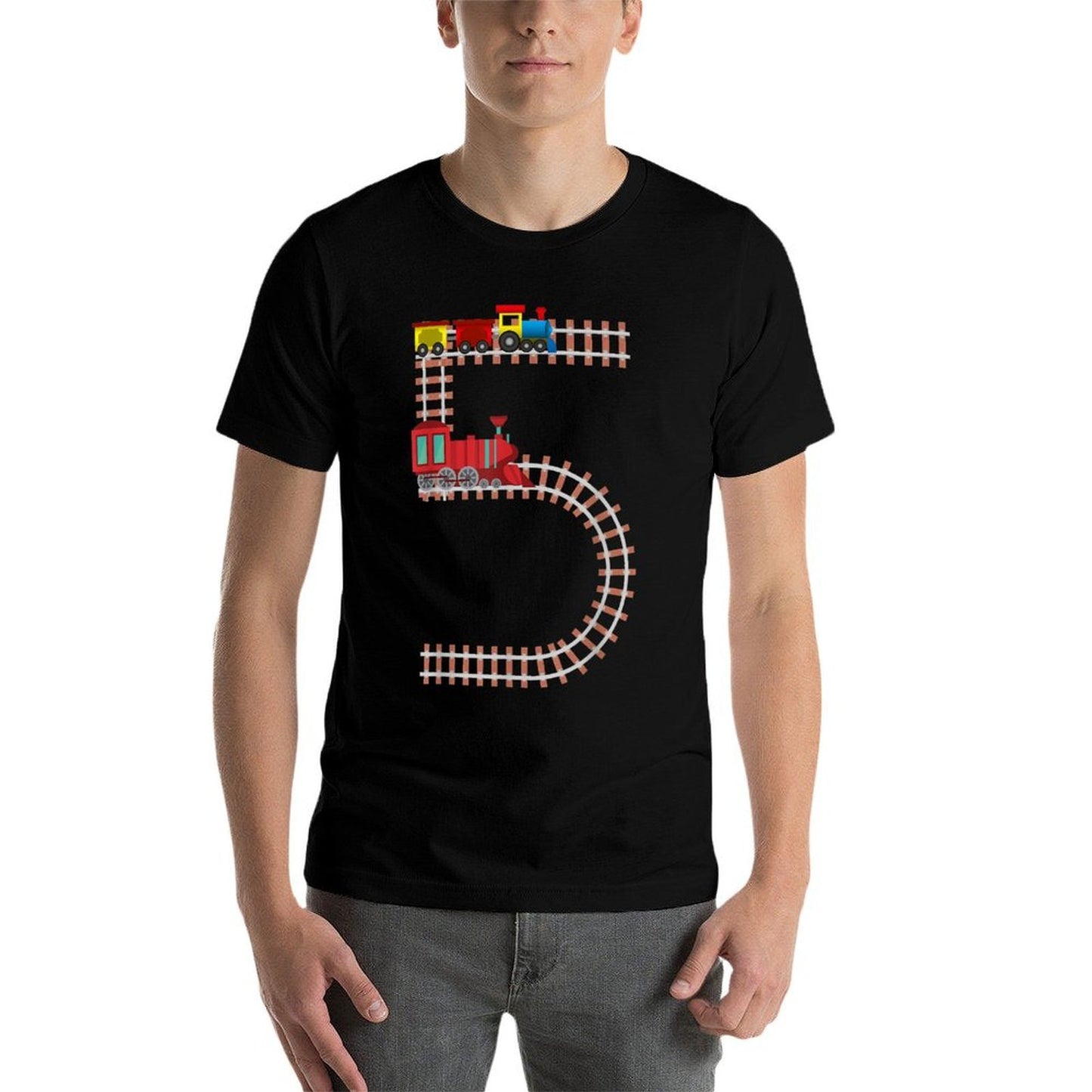 5th Birthday Train Railroad Themed Fun 5 Years Old Boy Train  Quick-drying T-Shirt