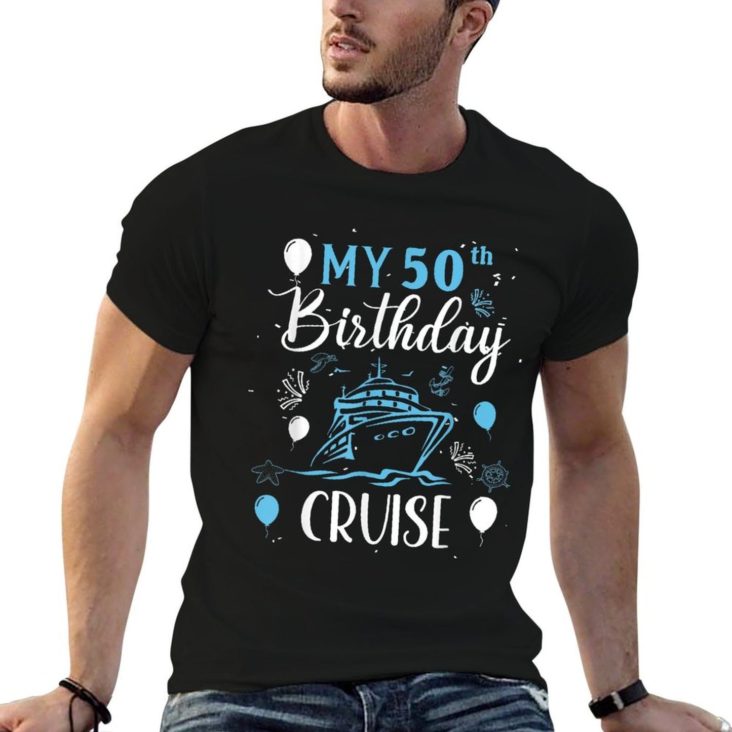 50th Birthday Cruise Vacation 2024 Cruise 50 Years Old  Fade-proof Color T-Shirt
