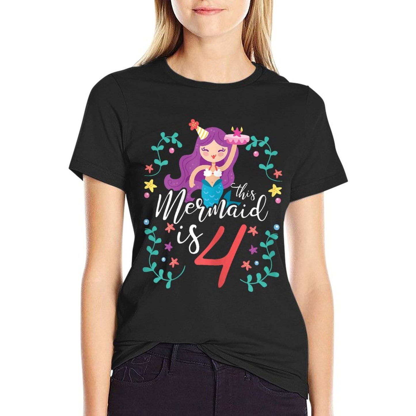 4 Years Old Birthday Girl Gifts Mermaid 4th Birthday  Moisture-wicking T-Shirt