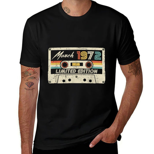 Vintage March 1972 50th Birthday Retro Cassette Tape  Eco-friendly Material T-Shirt