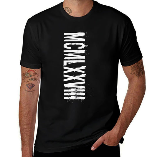 40th Birthday T-shirt, Year 1978 in Roman Numerals  Ribbed Collar T-Shirt