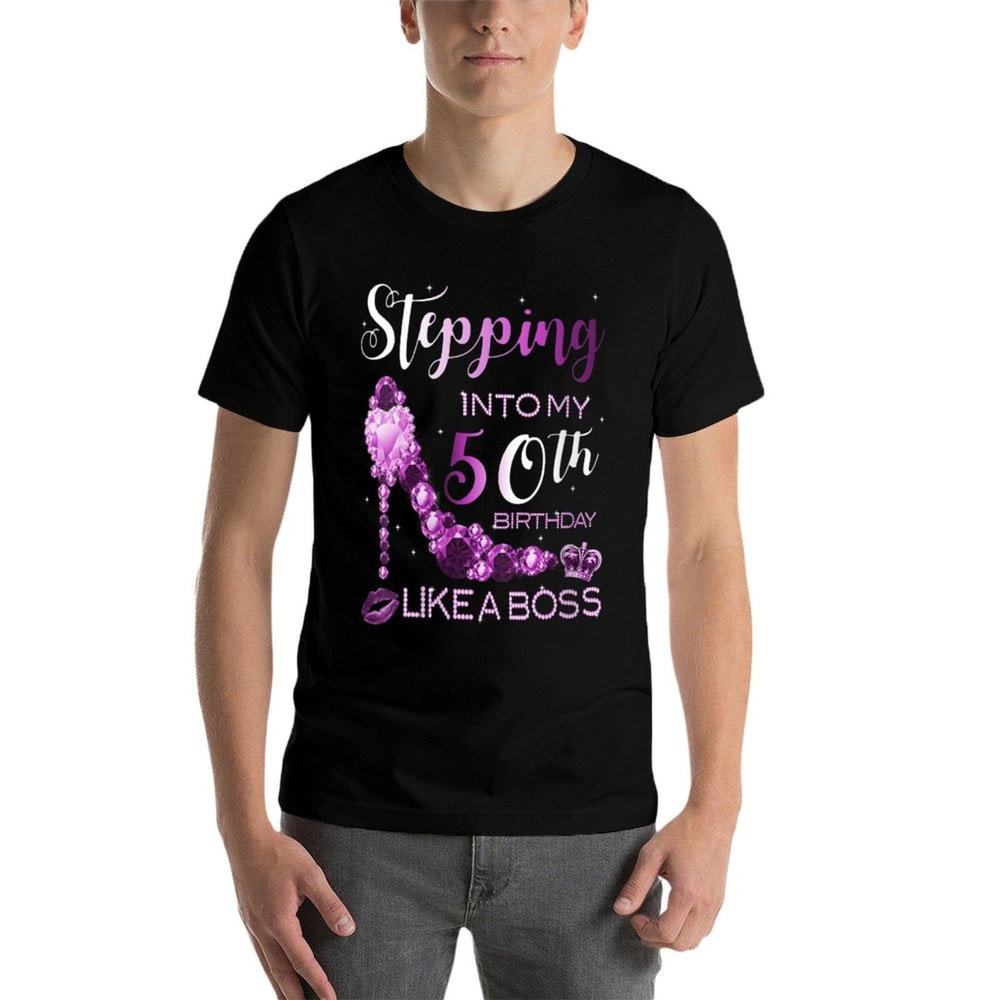Womens 50th Birthday Women Amethyst Birthstone February Gift  Rolled Sleeves T-Shirt