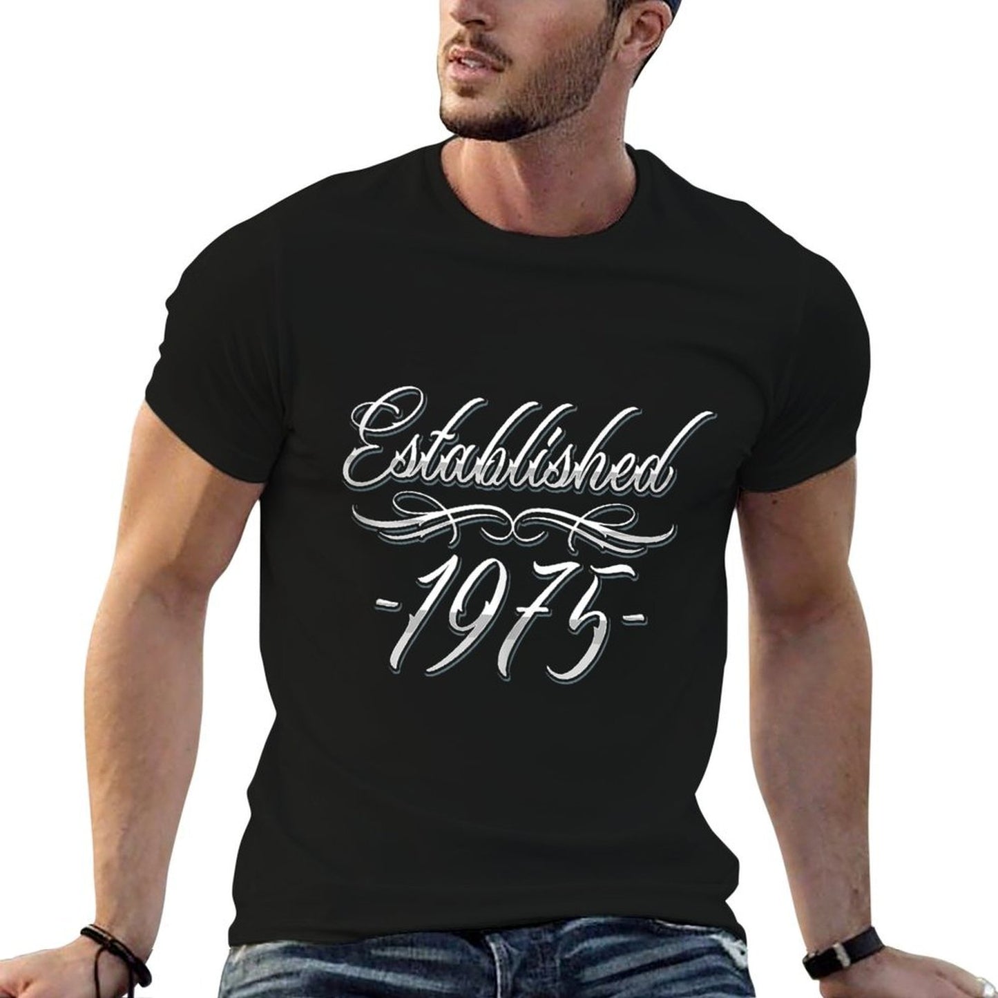 50 Year Old Tattoo Lover Established 1975 50th Birthday  Cotton T-Shirt