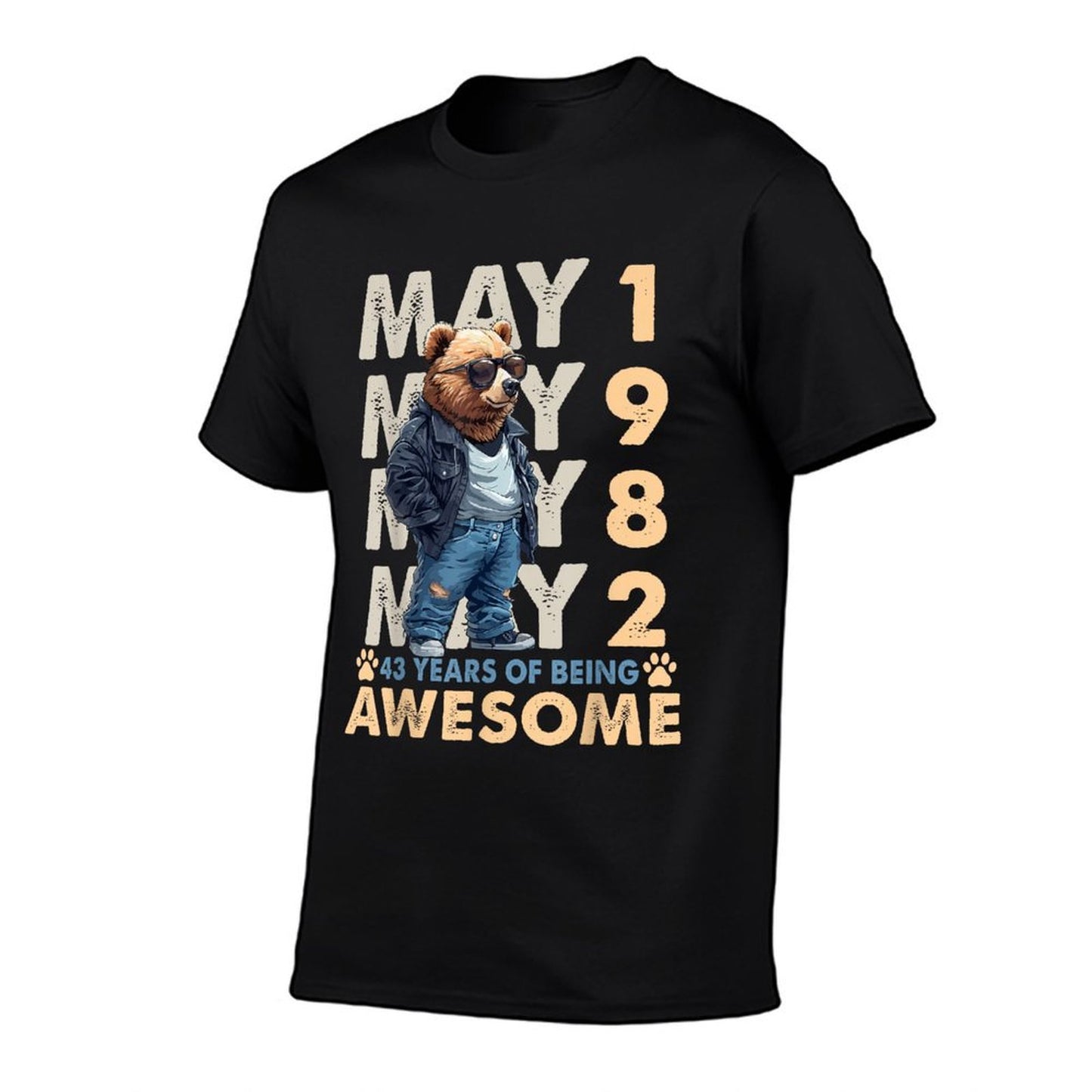43rd Birthday Bear Legends May 1982 43 Years Old For Mens  Slim-fit Cut T-Shirt