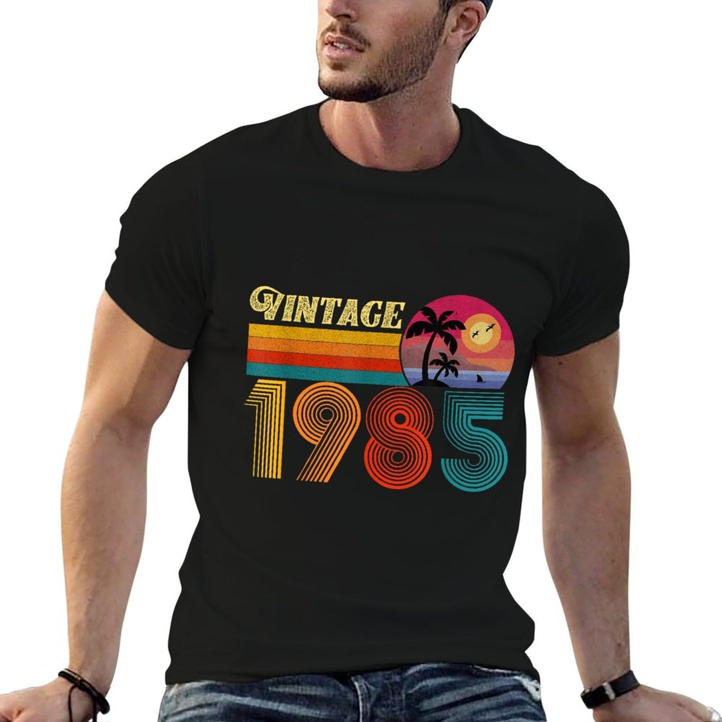 40th Birthday Gift 40 Years Old Men Women Retro Vintage 1985  Rolled Sleeves T-Shirt