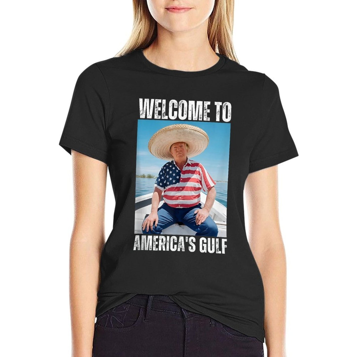 Welcome Trump America's Gulf Mexico President Trump Sombrero  Vintage-inspired T-Shirt
