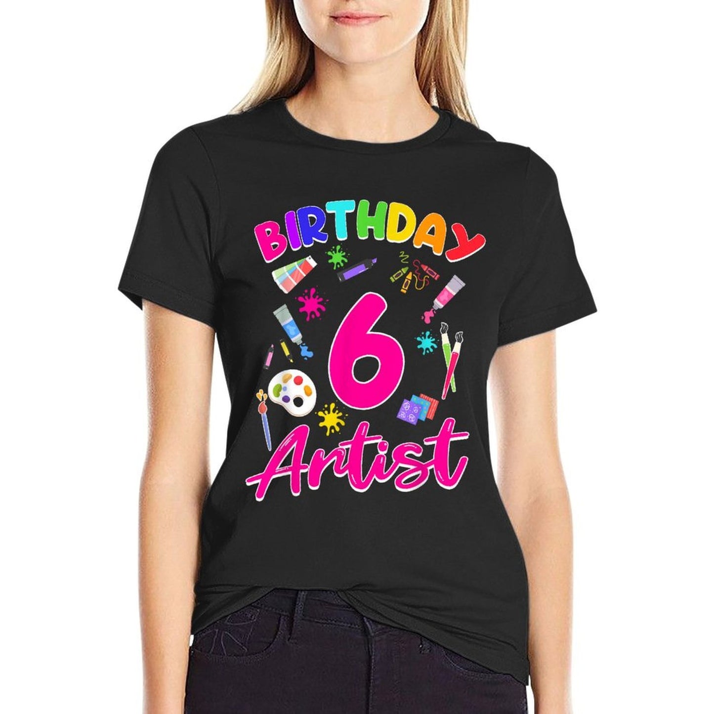 6 Year Old Birthday Art Painting Party 6th Kids Birthday  Moisture-wicking T-Shirt