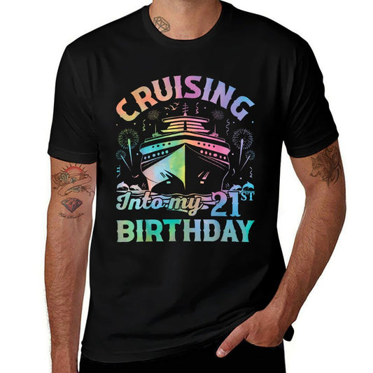 21 Year Old Birthday Tie Dye Cruising Into My 21st Birthday  Lightweight T-Shirt