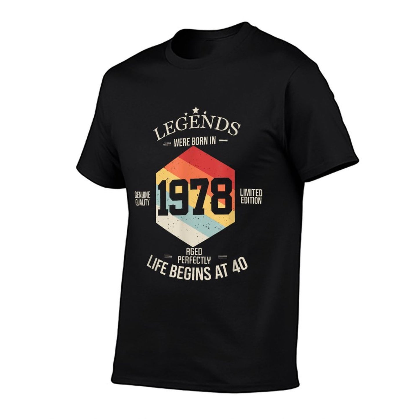 40th Birthday Gift Vintage 1978 Men Women  Ribbed Collar T-Shirt