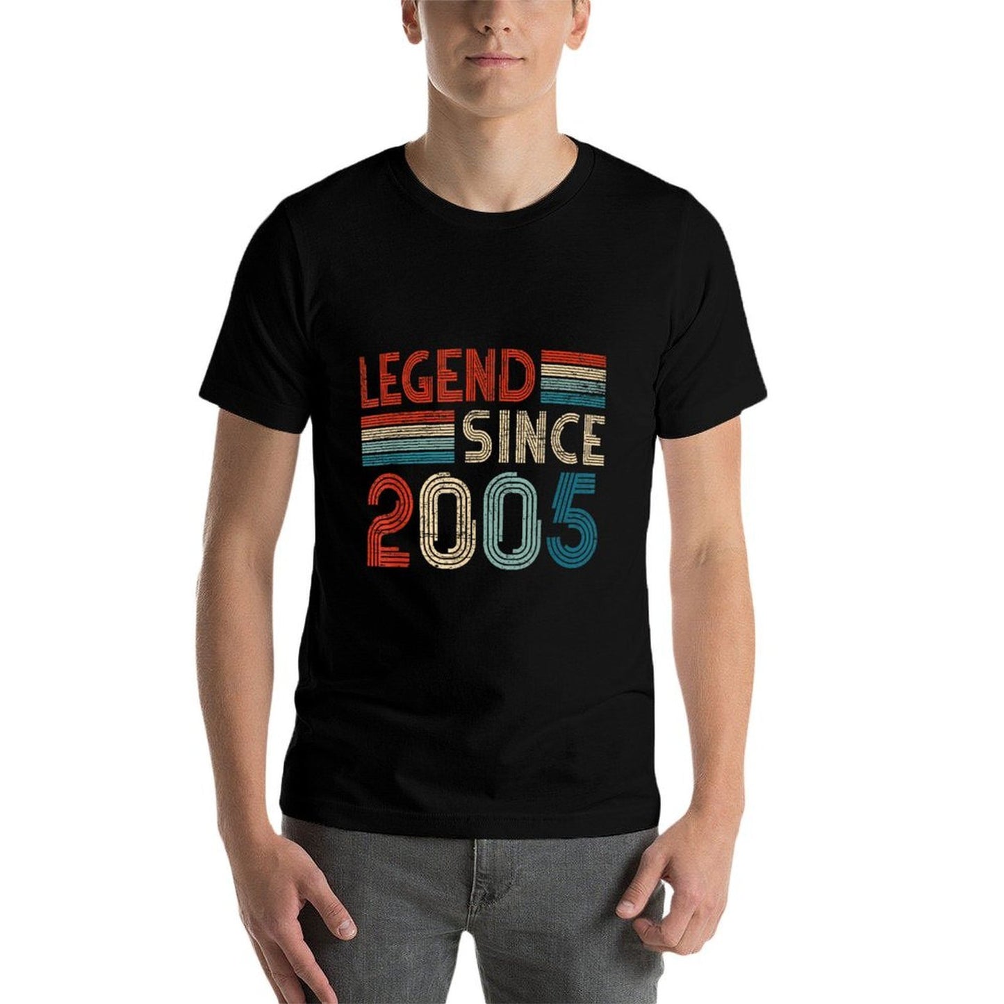 20 Birthday Gifts Legend Since 2005 Vintage Limited Edition  Ribbed Collar T-Shirt