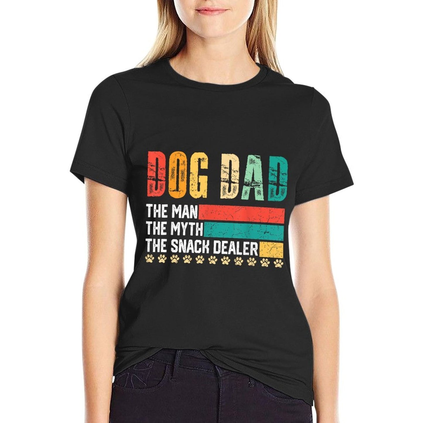 Vintage Dog Dad The Man The Myth Snack Dealer Father Day  Oversized Silhouette T-Shirt