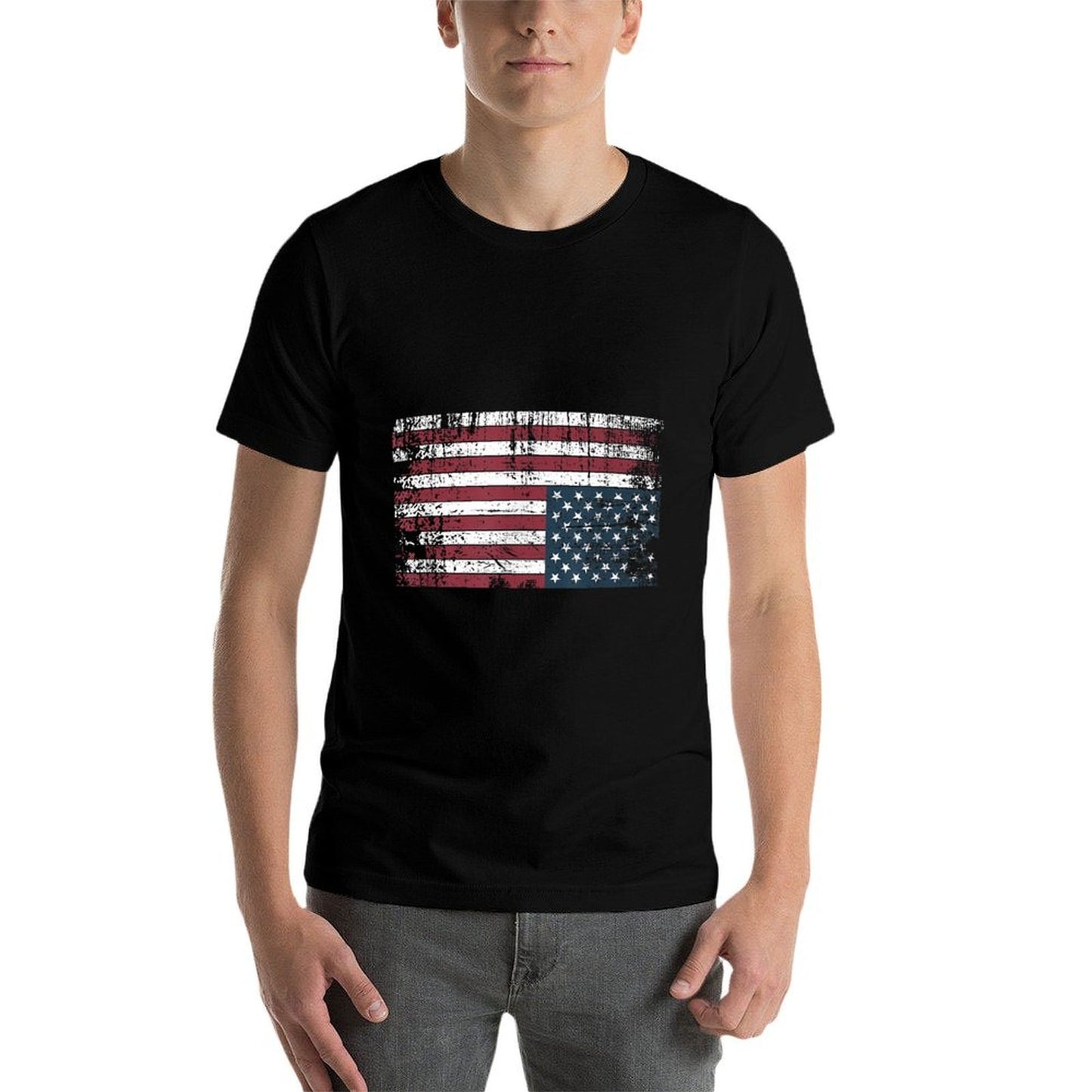 Upside Down American Flag, Vintage Upside Down USA Flag  Summer-ready Fabric T-Shirt