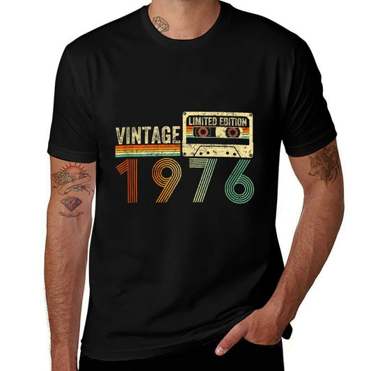 50 Year Old Gifts Vintage 1976 50th Birthday Cassette Tape  Fade-proof Color T-Shirt