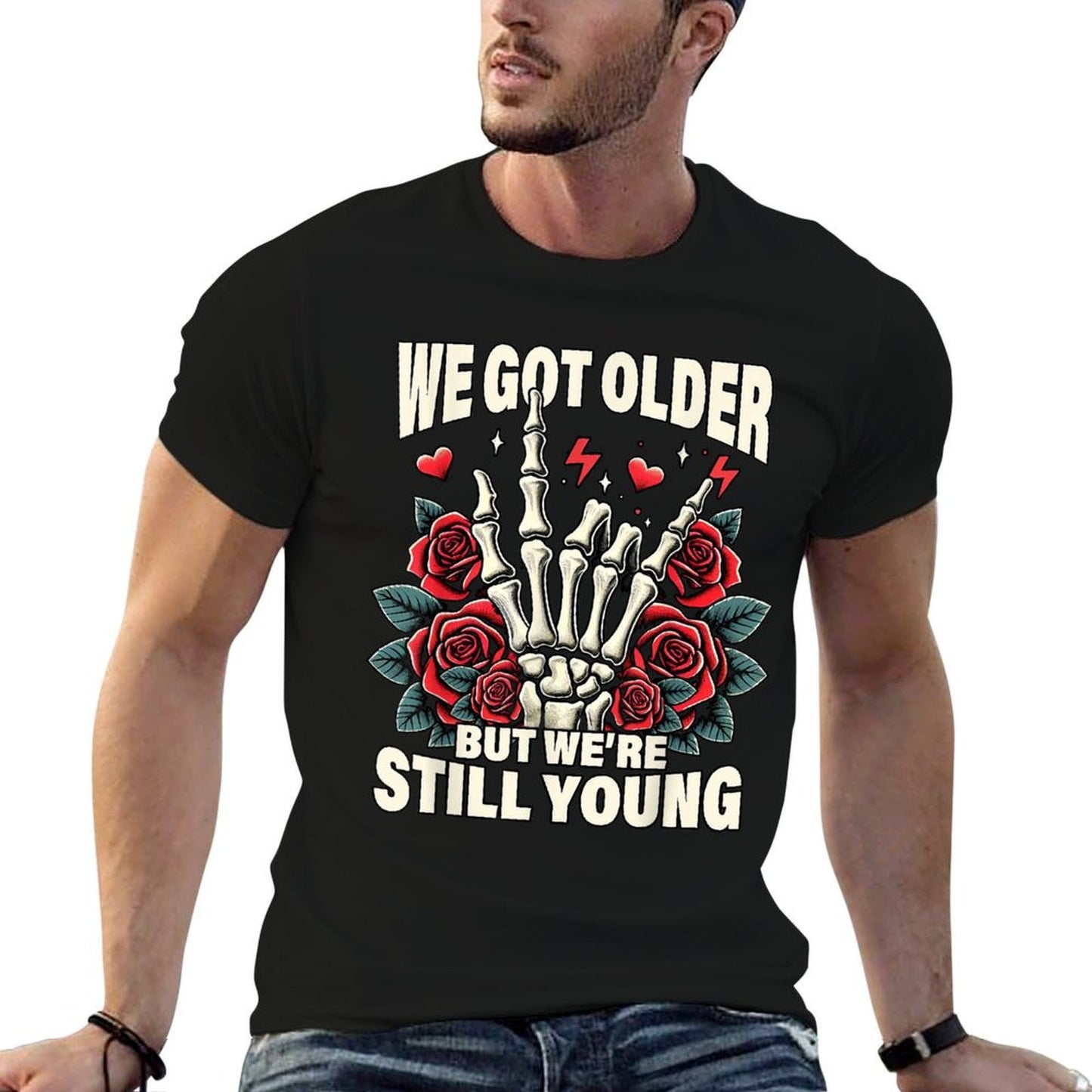 Vintage Elder Emo Moms Club Elder Emo Pop Punk We Got That Older Were Still That Young Unisex Adult  Summer-ready Fabric T-Shirt