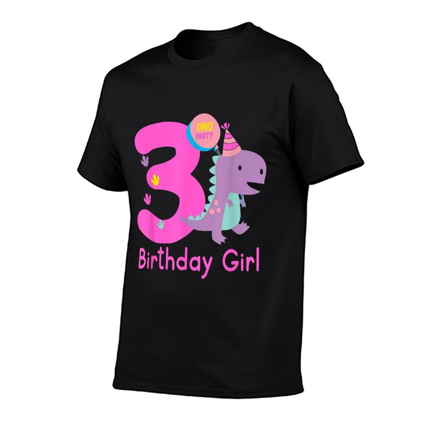 3rd Birthday Dinosaur Girl T-Rex Matching Family Party Three  Oversized Silhouette T-Shirt