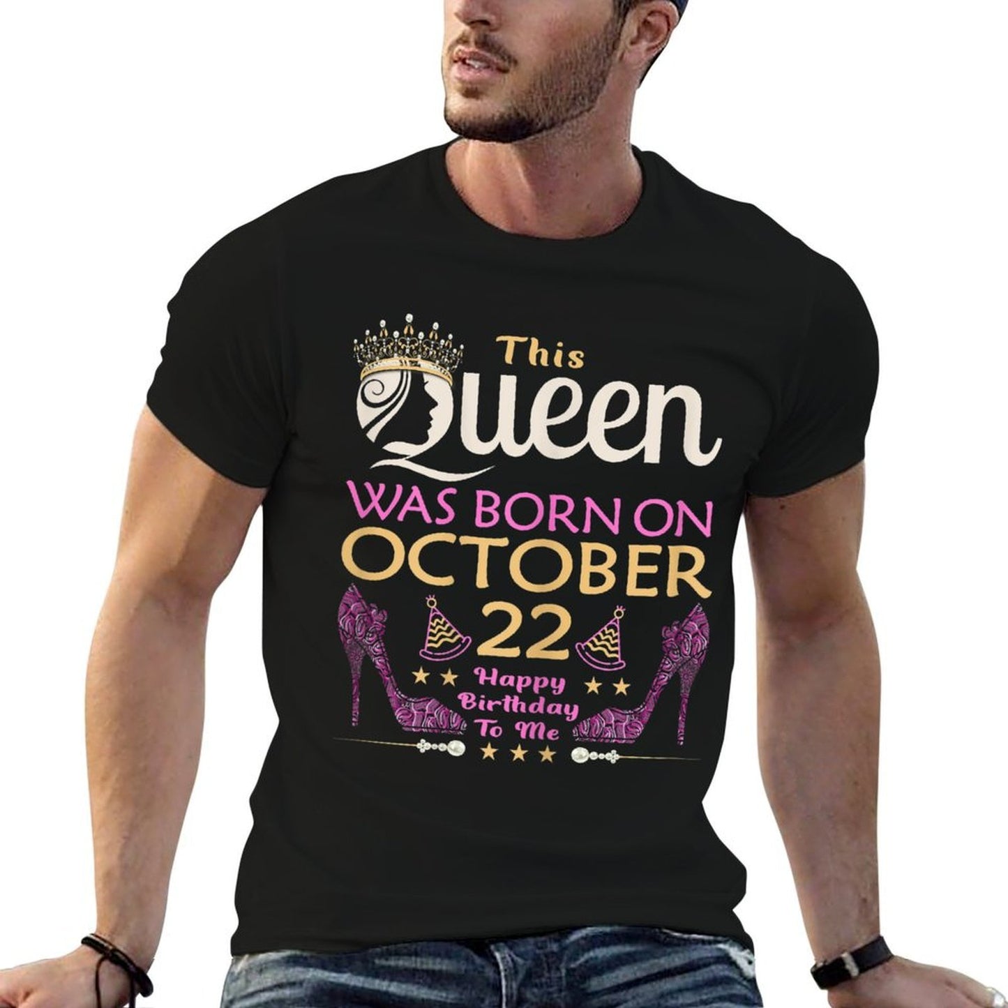 Womens This QUEEN Was Born On October 22 - Queens Happy Birthday  Easy-care T-Shirt