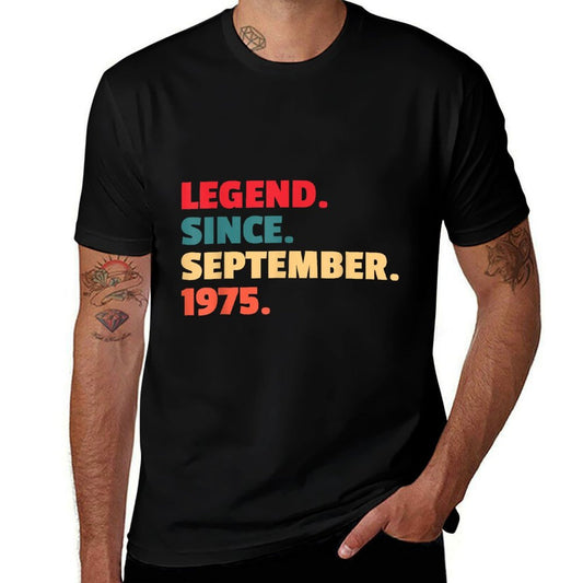 50th Birthday Legend Since September 1975 Retro  Tagless Design T-Shirt