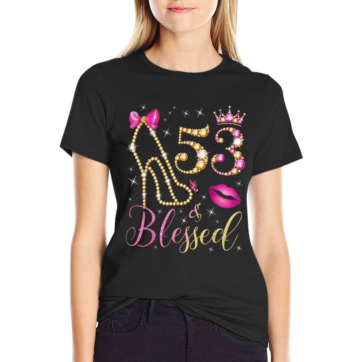 53 & Blessed 53rd Birthday Party 53 Years Old Woman Queen  Classic T-Shirt