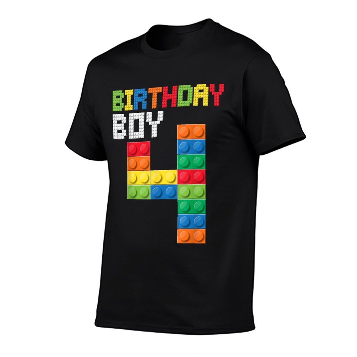 4th Birthday Kids Master Builder Four Years Building Bricks  Relaxed-fit T-Shirt