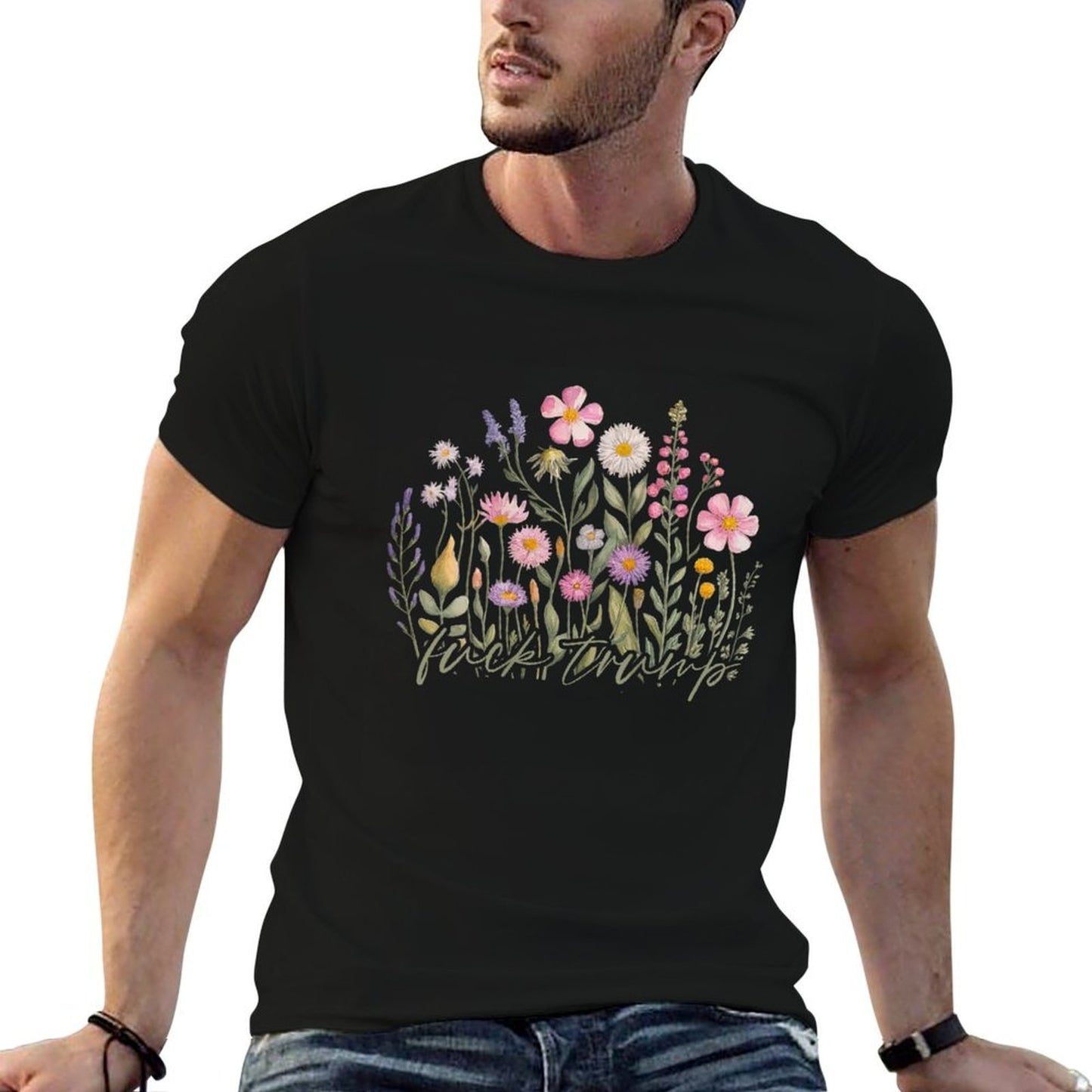 Womens Watercolor Anti Trump Floral Democrat President Liberal  Trendy Pattern T-Shirt