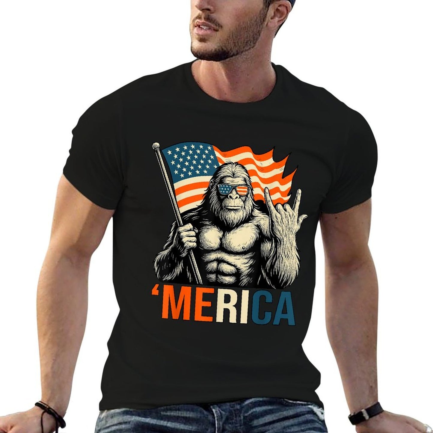‘Merica Gorilla Sunglasses Funny Patriotic  Relaxed-fit T-Shirt