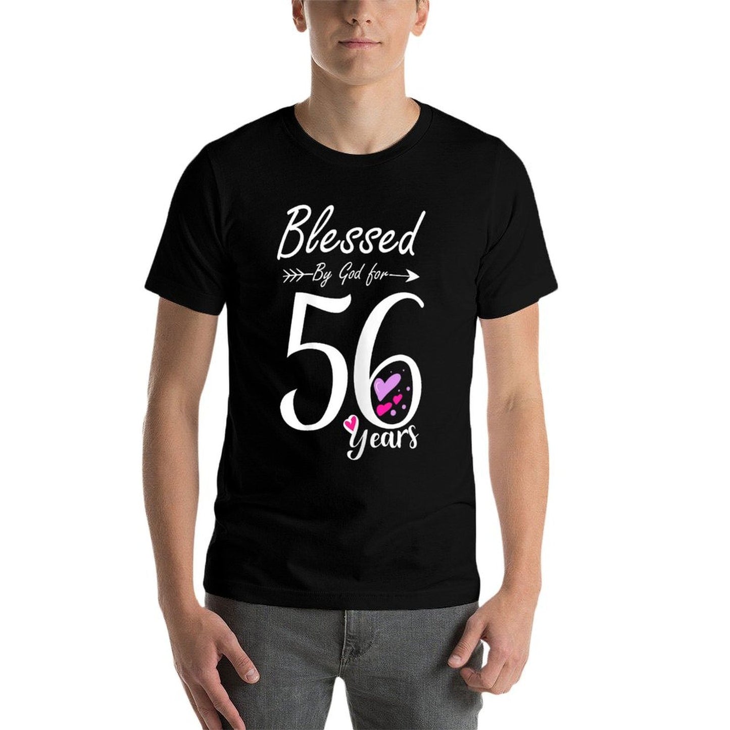 56th Birthday Gift And Blessed for 56 Years Birthday  Polyester Blend T-Shirt