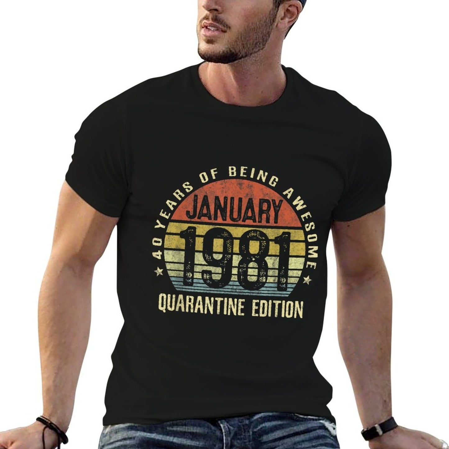 40 Years Old Gift January 1940 40th Birthday Quarantine Gift  Oversized Silhouette T-Shirt