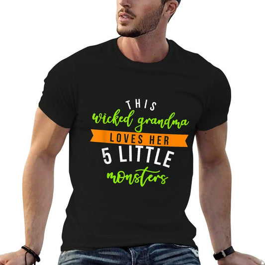 Wicked Grandma 5 Monsters Shirt Halloween Family  Easy-care T-Shirt