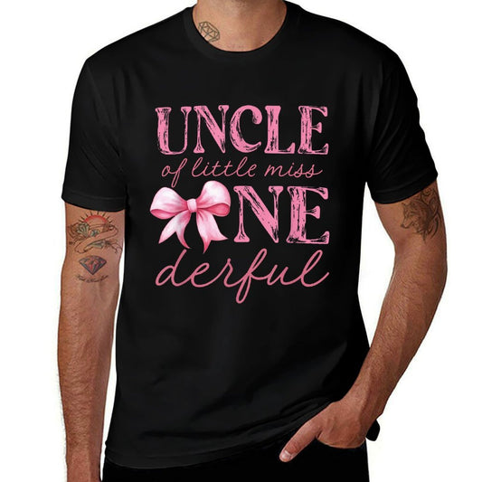 Uncle of Little Miss Onederful First Birthday Pink Bow  Slim-fit Cut T-Shirt