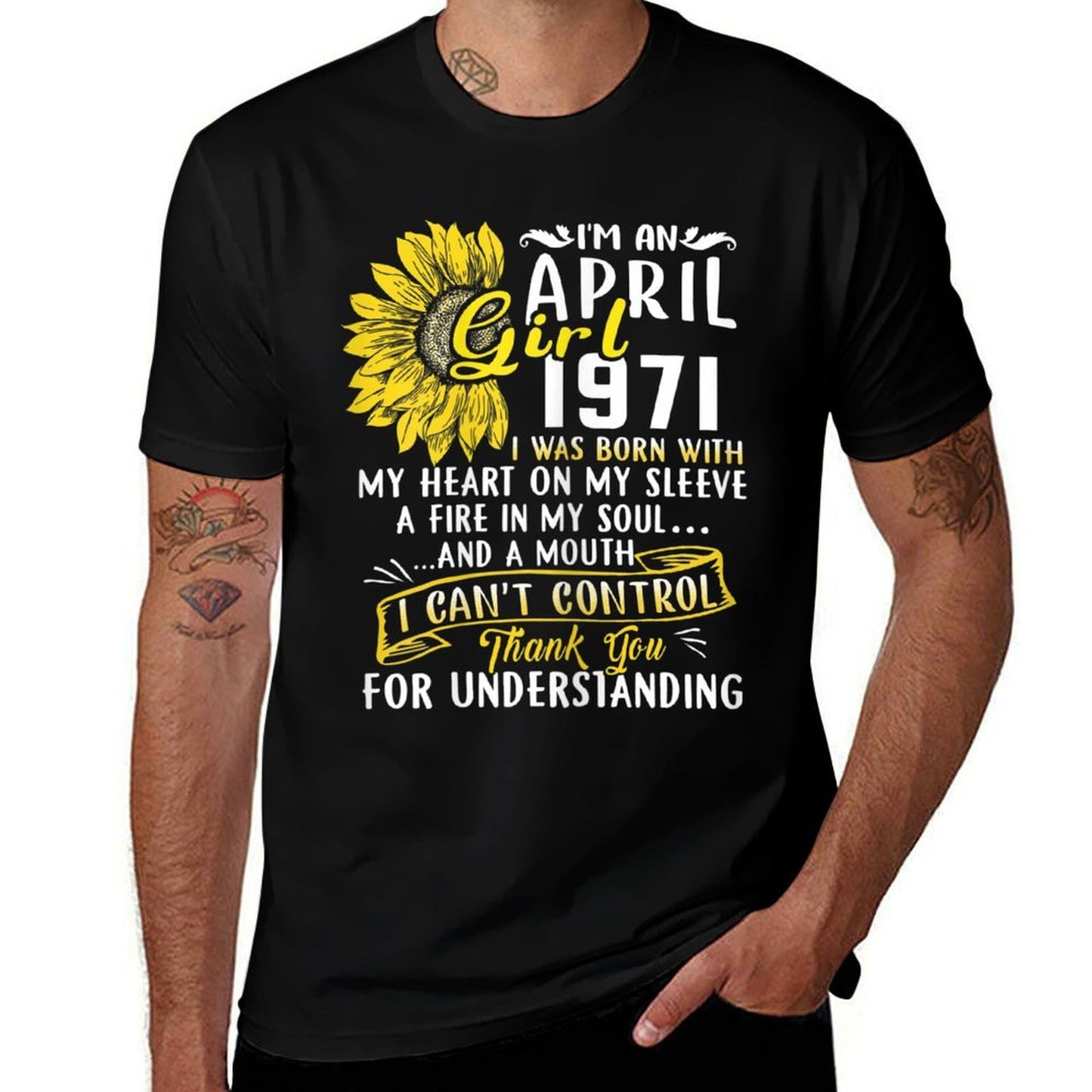 Womens I'm An April Girl 1971 50th Birthday Sunflower Gift  Lightweight T-Shirt