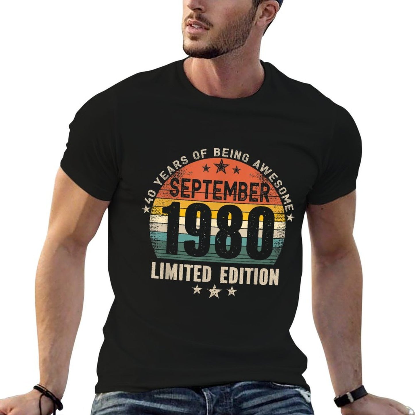 40 Years Old Made in September 1980 - Vintage 40th Birthday  Cotton T-Shirt