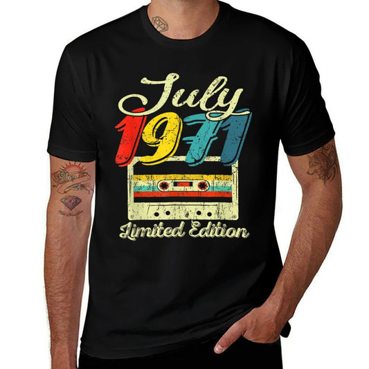 Vintage July 1971 Cassette Tape 50Th Birthday Decorations  Summer-ready Fabric T-Shirt