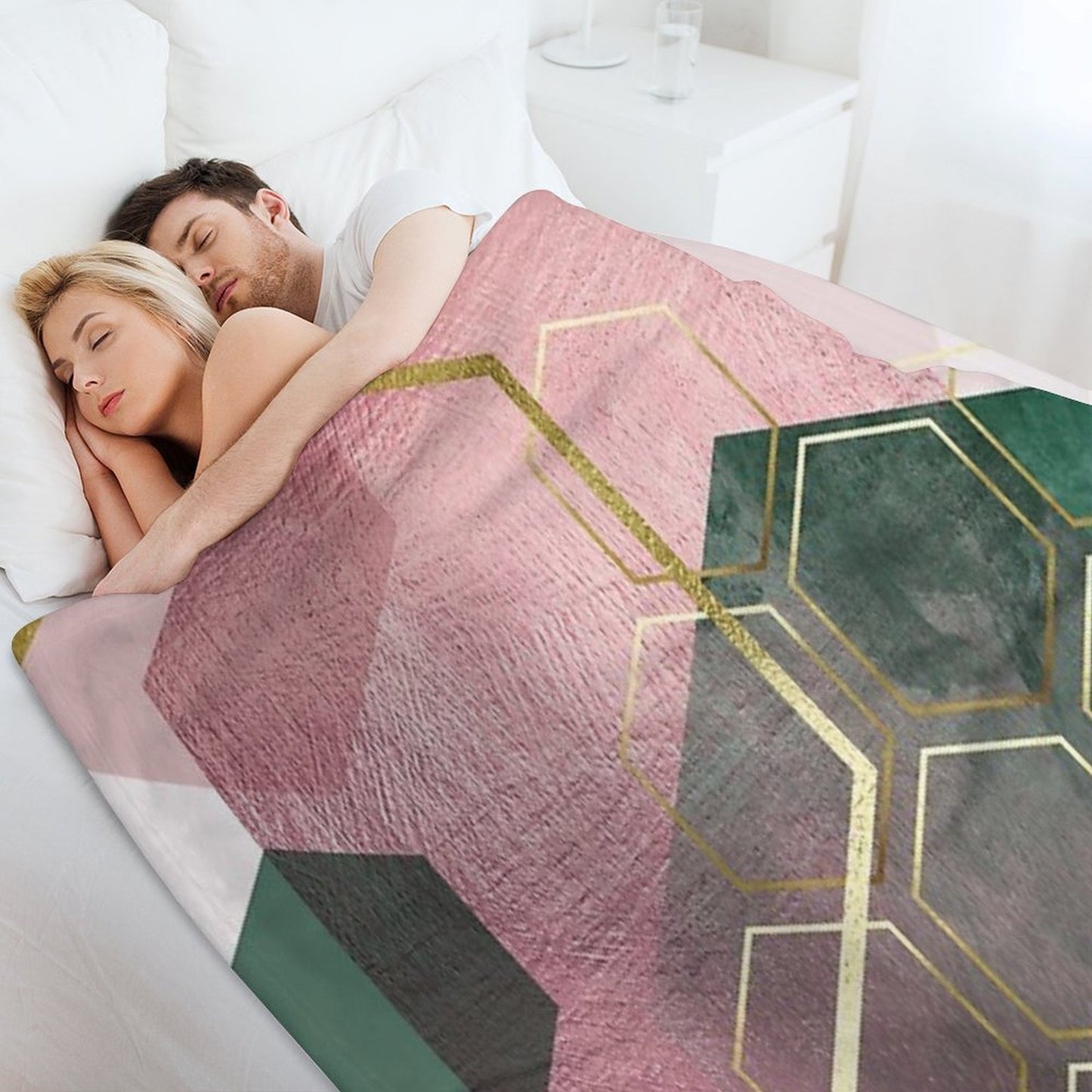 Emerald Green And Pink Geo No 3 Premium Throw Blanket