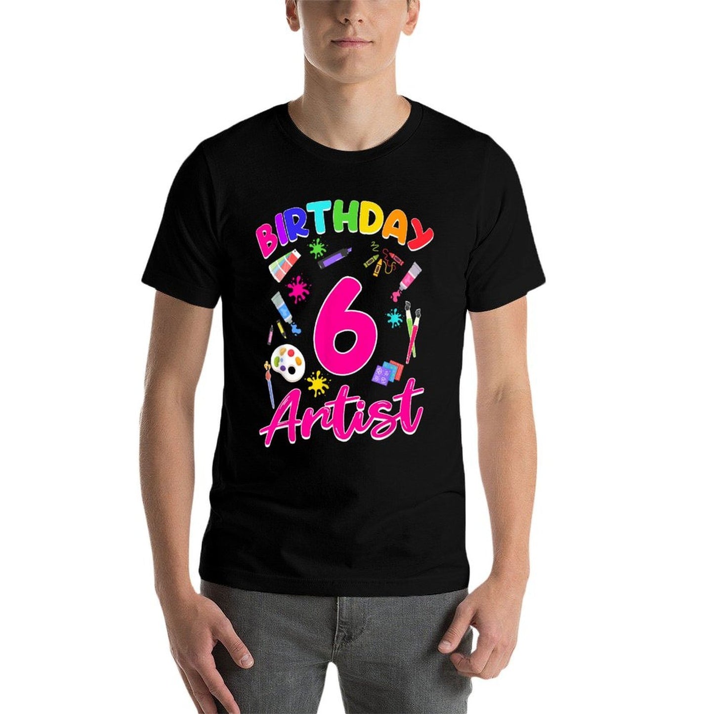 6 Year Old Birthday Art Painting Party 6th Kids Birthday  Moisture-wicking T-Shirt