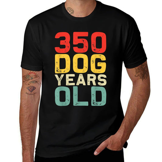350 Dog Years Old - Funny 50th Birthday Retro Vintage Gift  Ribbed Collar T-Shirt