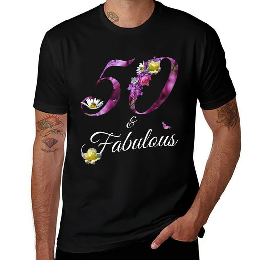 50 Year Old 50 & Fabulous Floral 1974 50th Birthday Gift  Cotton T-Shirt