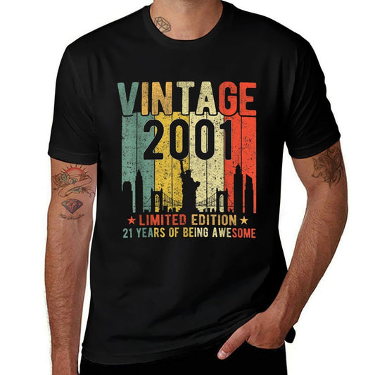 21 Year Old Gifts Vintage 2001 Limited Edition 21st Birthday  Summer-ready Fabric T-Shirt