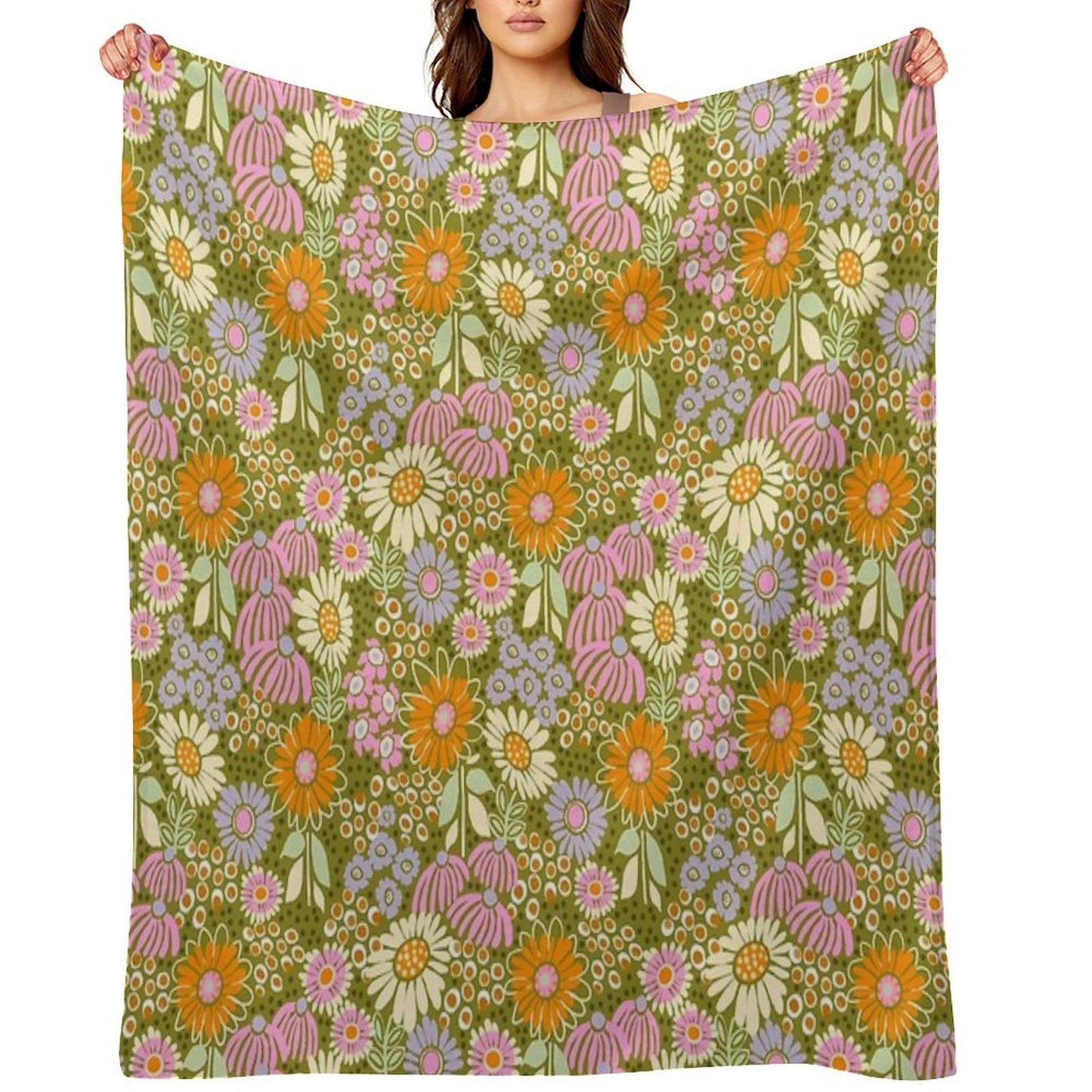 70s Floral Premium Throw Blanket