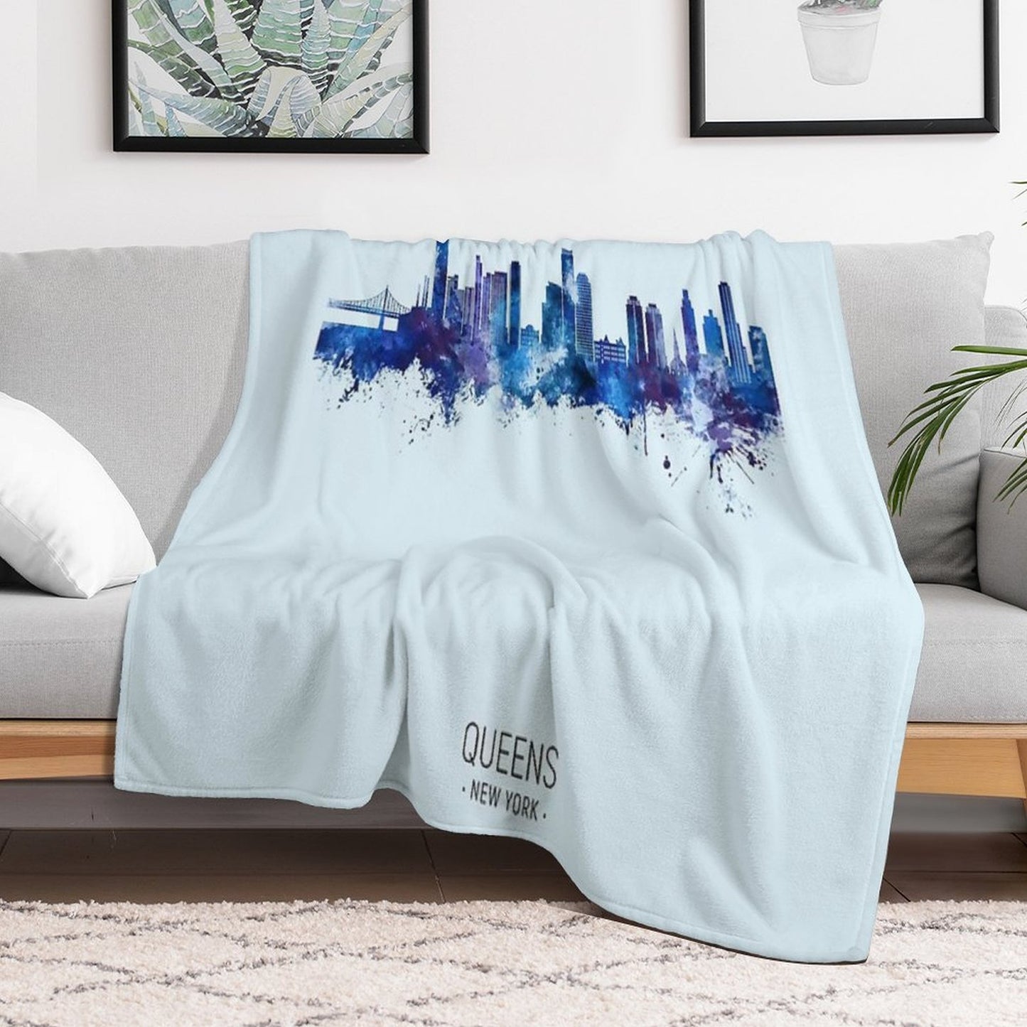 Queens New York Skyline Sustainable Throw Blanket