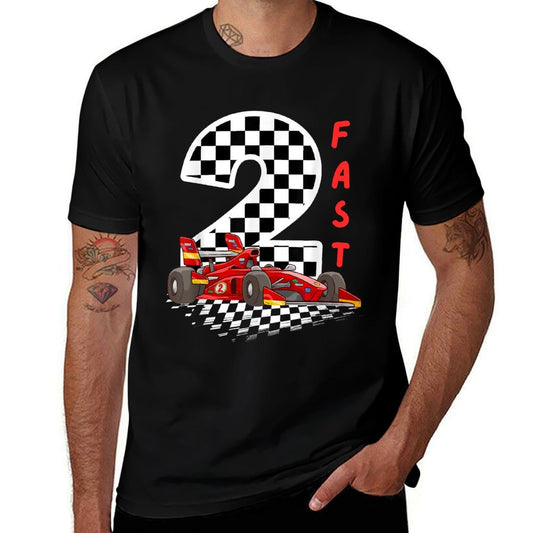 2 Year Old Kids Racing Car 2nd Birthday ,Two Fast  Ribbed Collar T-Shirt
