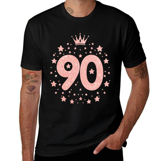90 Pink Crown 90 Years Old Happy 90th Birthday Girl Women  Classic T-Shirt