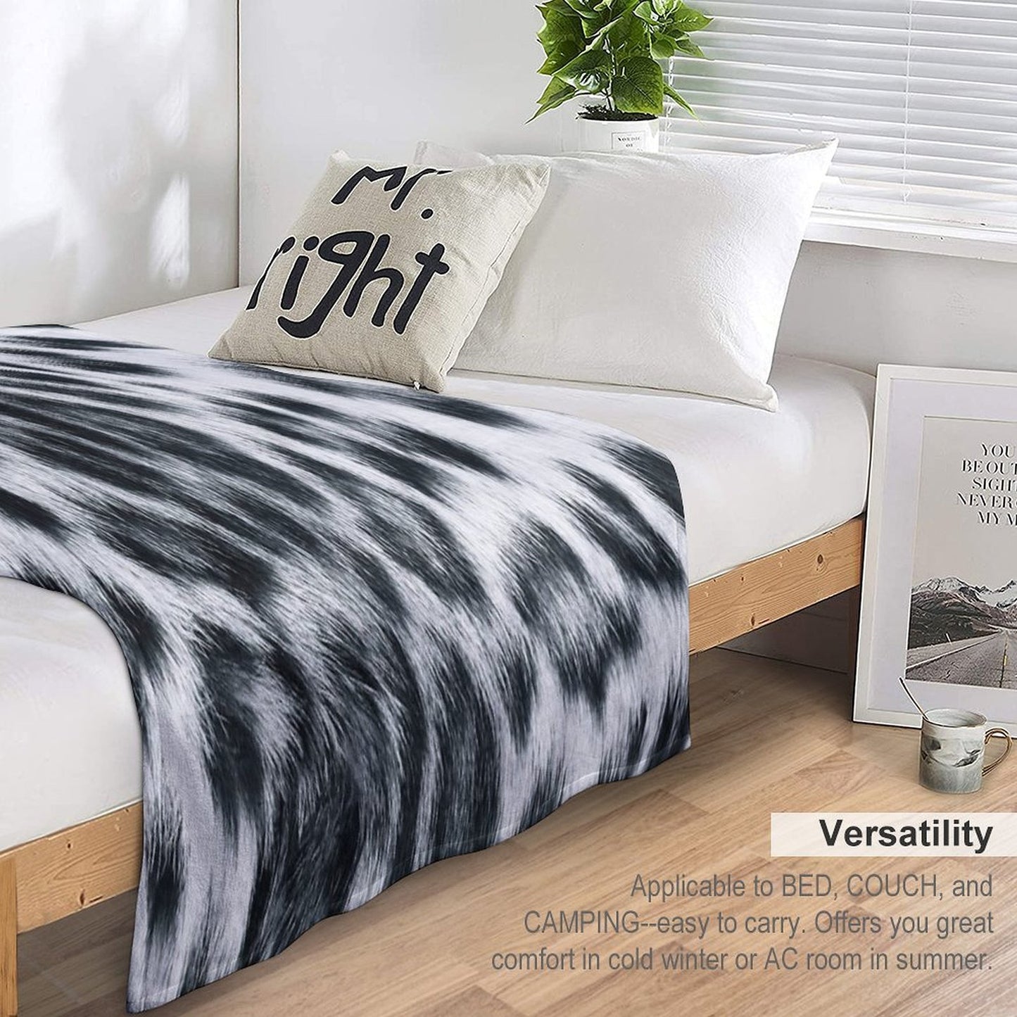 Snow Leopard Real to Life Print Sustainable Throw Blanket