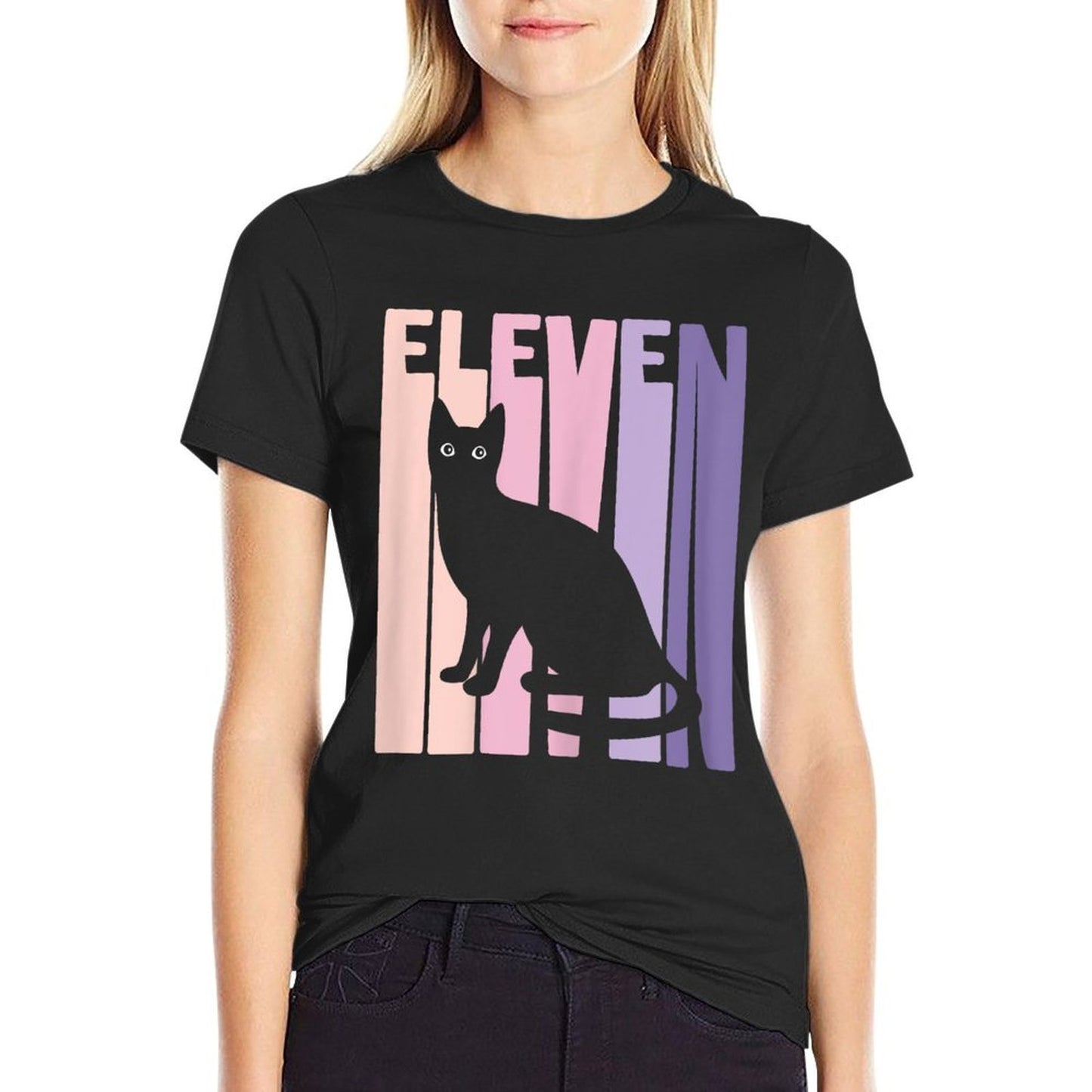11th Birthday Gift Cute Cat Fan 11 Years Old for Girls Comfortable T-Shirt