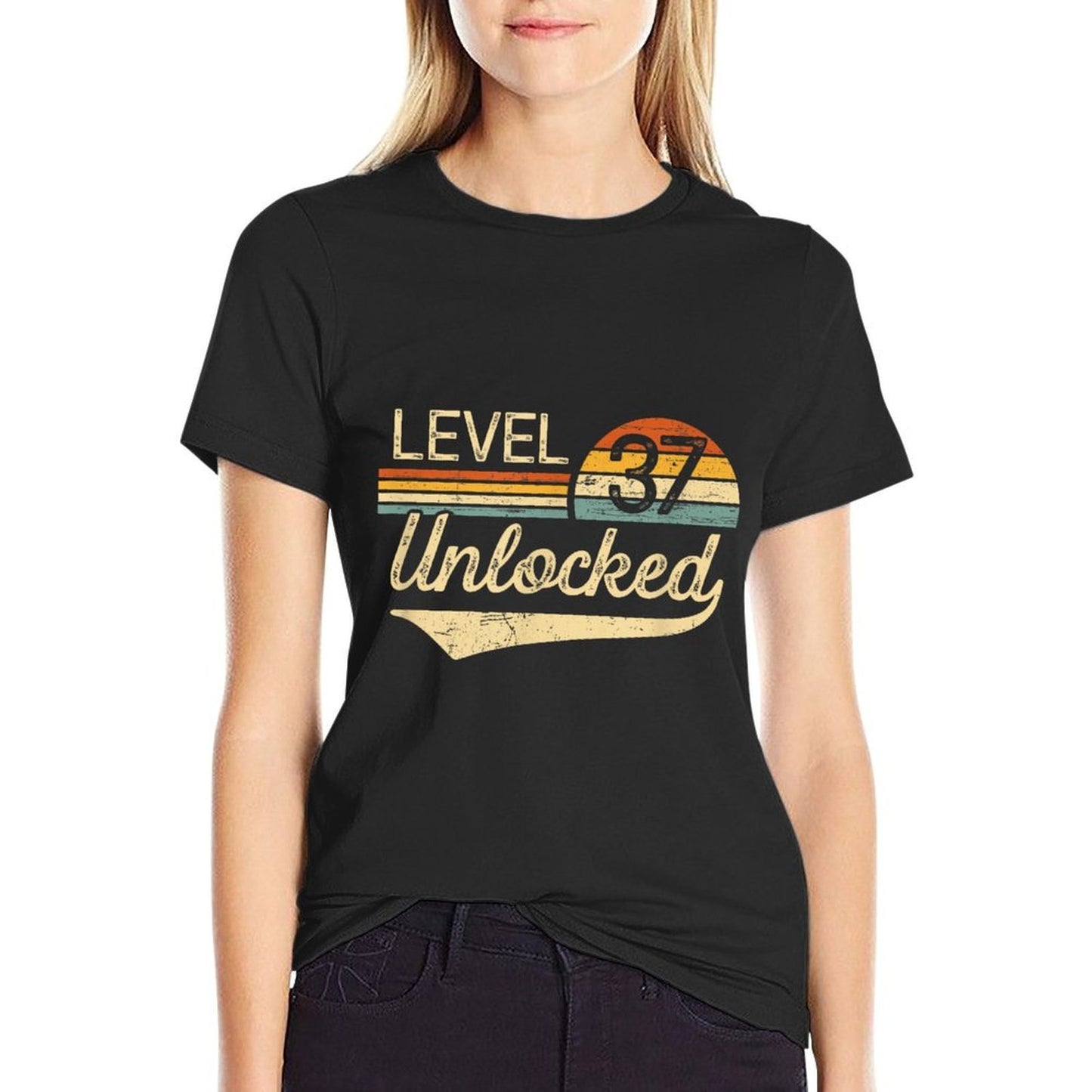 Unlocked Level 37 Vintage 37th Birthday  Summer-ready Fabric T-Shirt