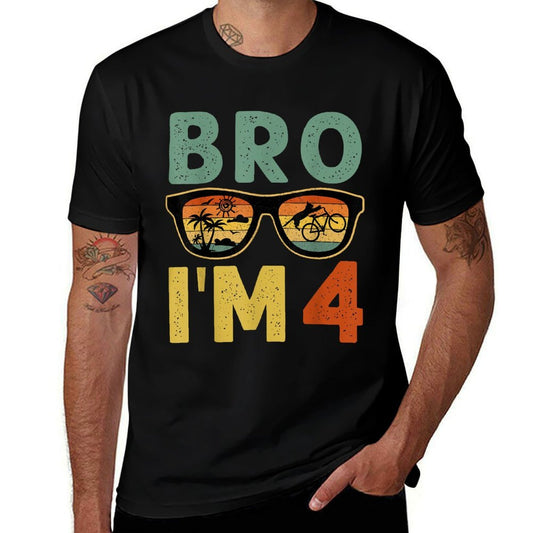 4th Birthday Boy Bro I’m 4 Year Old Kids Four Bday  Moisture-wicking T-Shirt